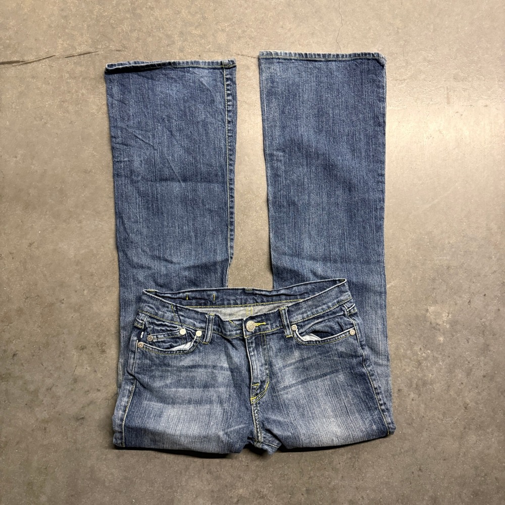 Rock & Republic Bootcut Jeans Medium Wash Purple Rhinestone Wing Size 30